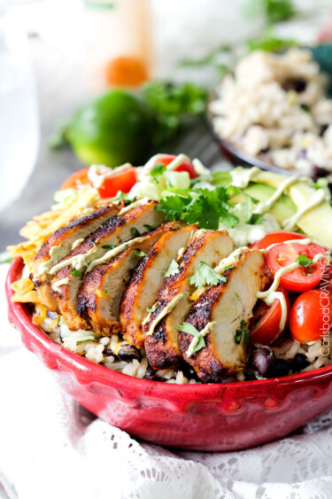 Fiesta Ranch Chicken Burrito Bowls So Easy Carlsbad Cravings