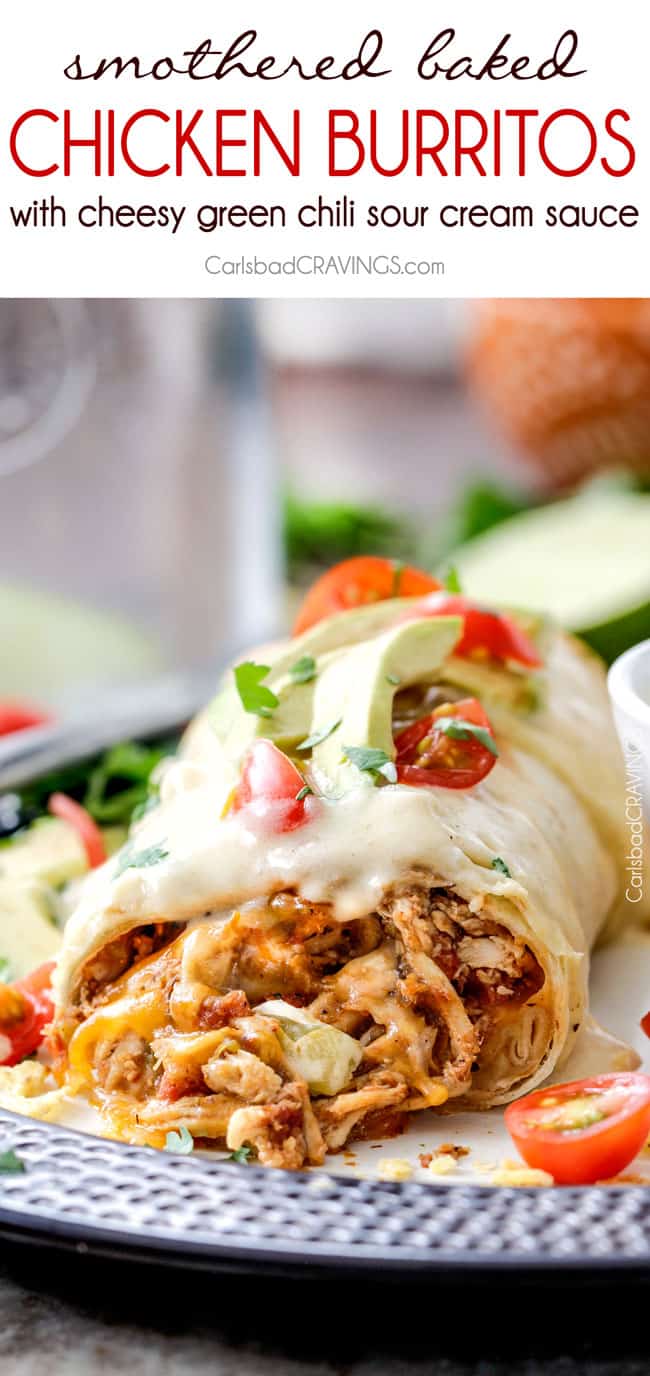 Smothered Baked Chicken Burritos - Carlsbad Cravings