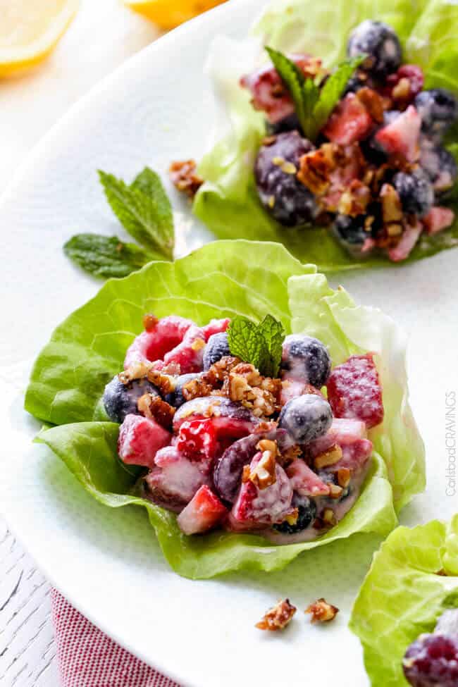 healthy Berry salad with honey mascarpone perfect for parties