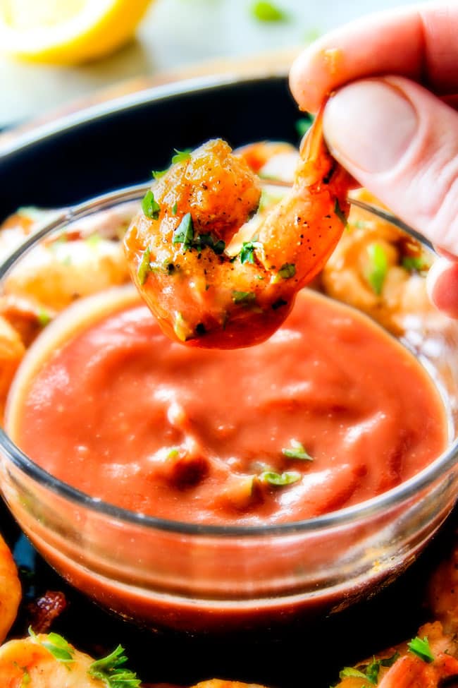 Old Bay Shrimp with Homemade Cocktail Sauce (Grill or Stove Top)
