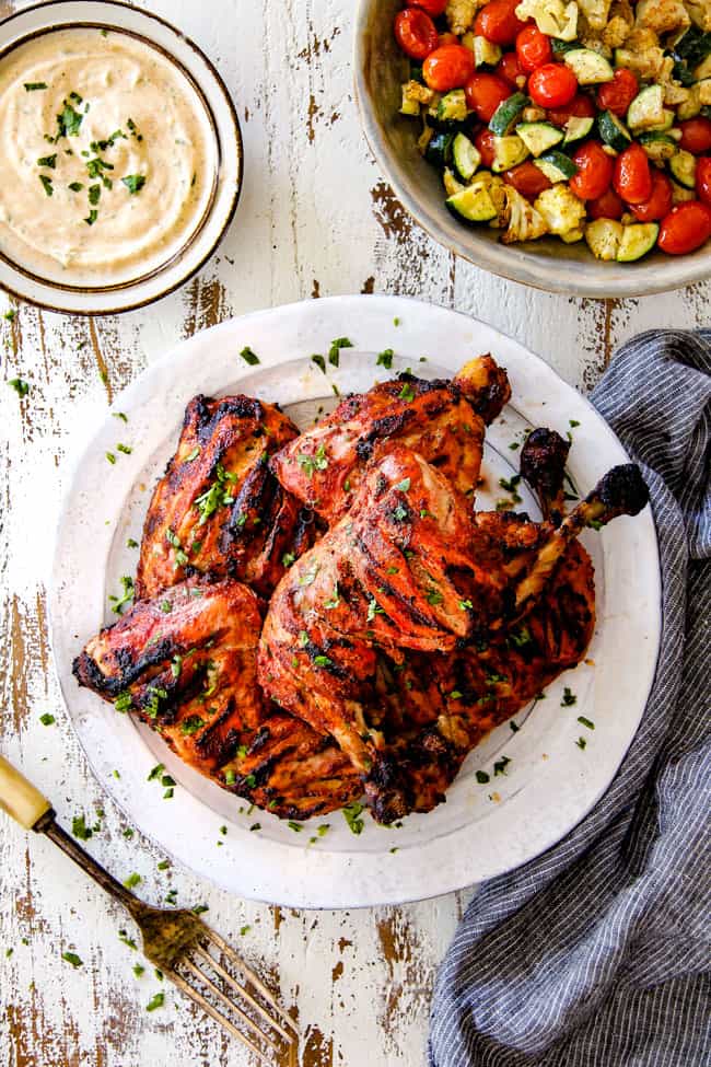 tandoori chicken with cilantro yogurt sauce