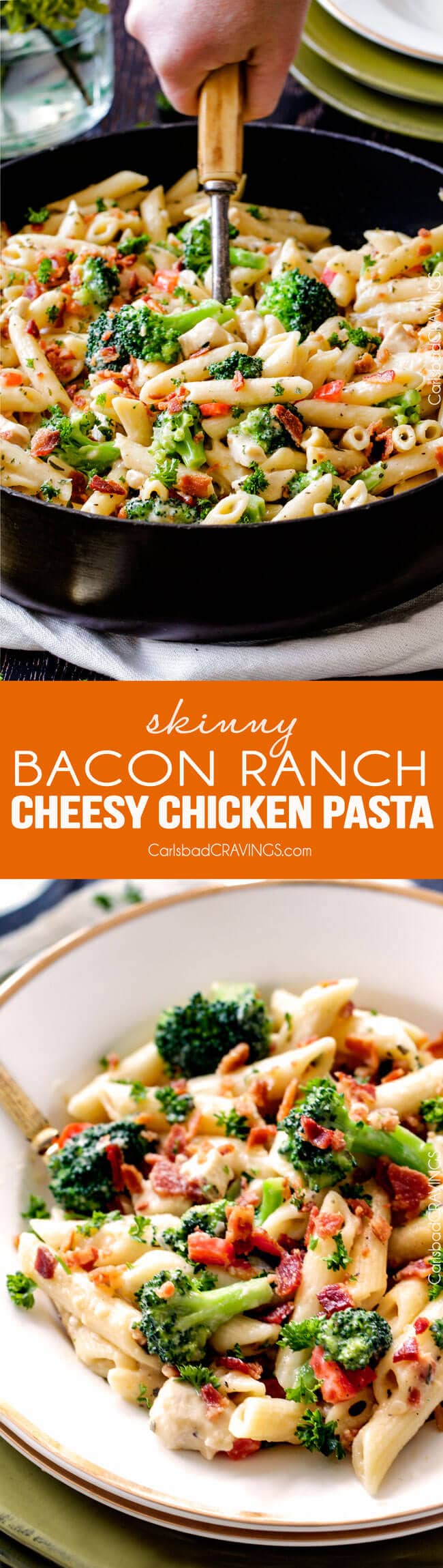 Cheesy Chicken Bacon Ranch Pasta (Skinny!)