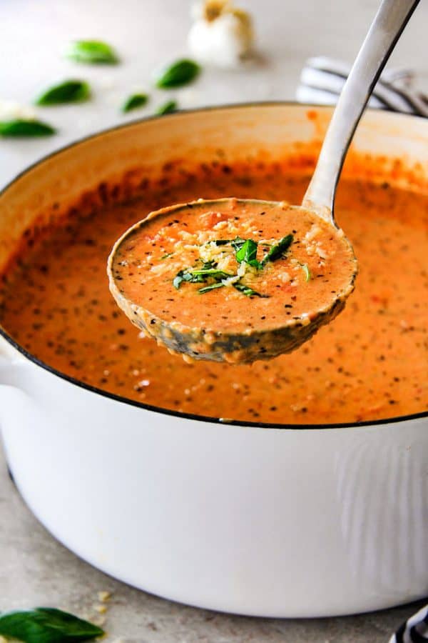 BEST EVER Creamy Tomato Basil Soup with Parmesan (+ Video!)