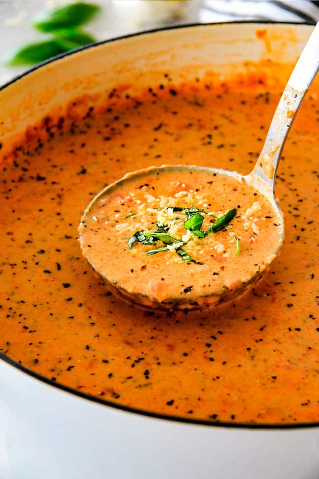 BEST EVER Creamy Tomato Basil Soup with Parmesan (+ Video!)