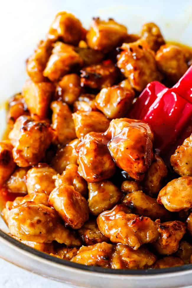 Fresh cooked General Tso's Chicken.