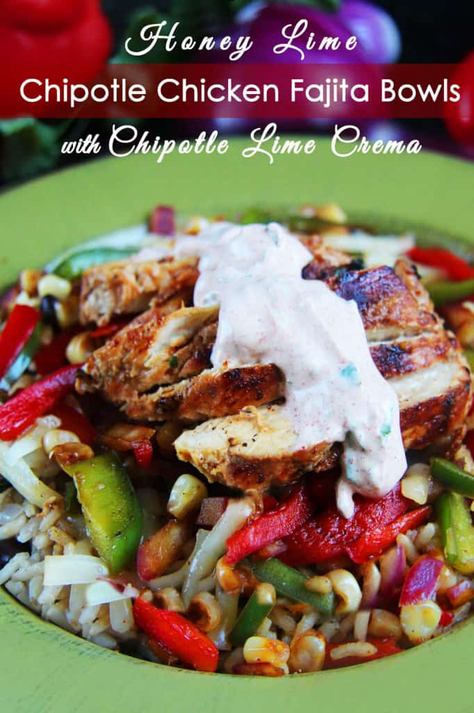 chicken fajita bowls with rice and bell peppers