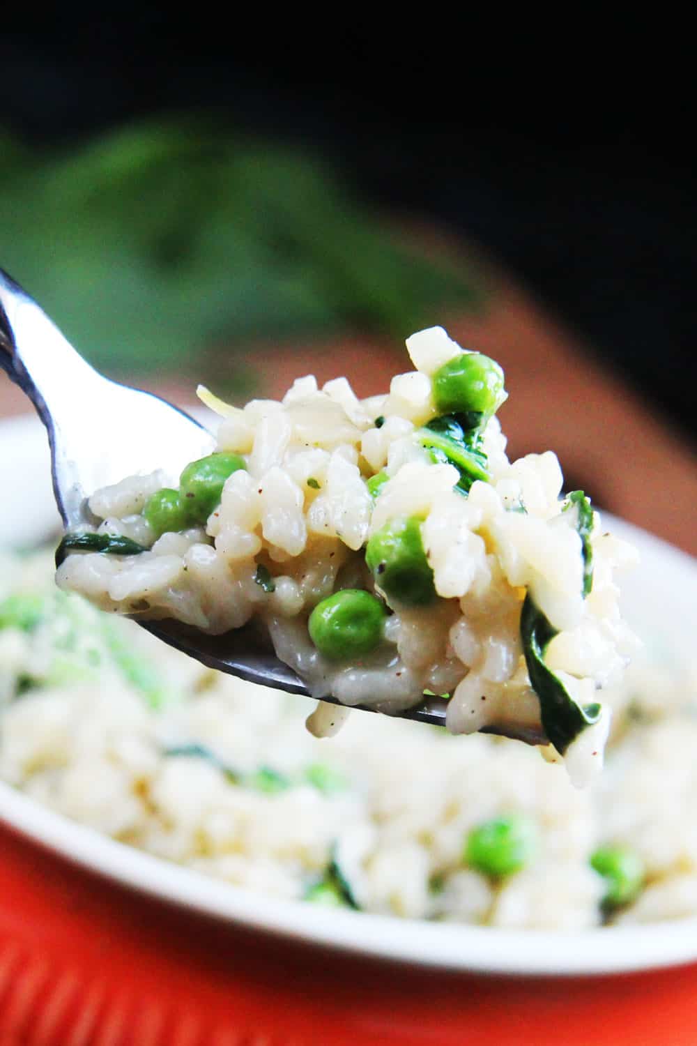 Parmesan Risotto with Peas and Spinach - Carlsbad Cravings