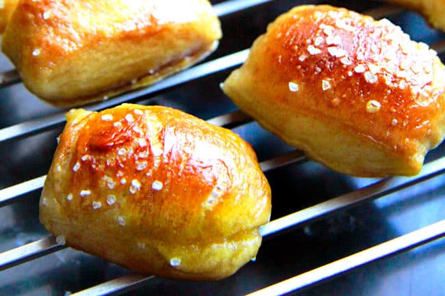 showing how to make Pretzel Bites by cooling them on a cooling rack