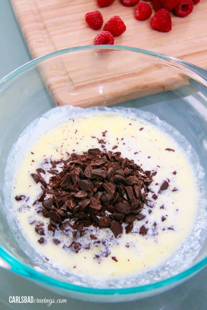 process shot showing how to make chocolate ganache 