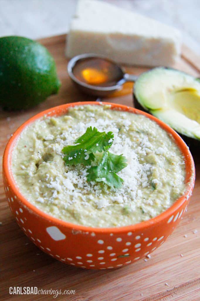 Avocado Dip for chips with cotija cheese