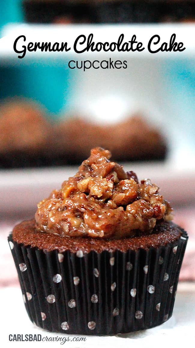up close of easy German Chocolate Cupcakes