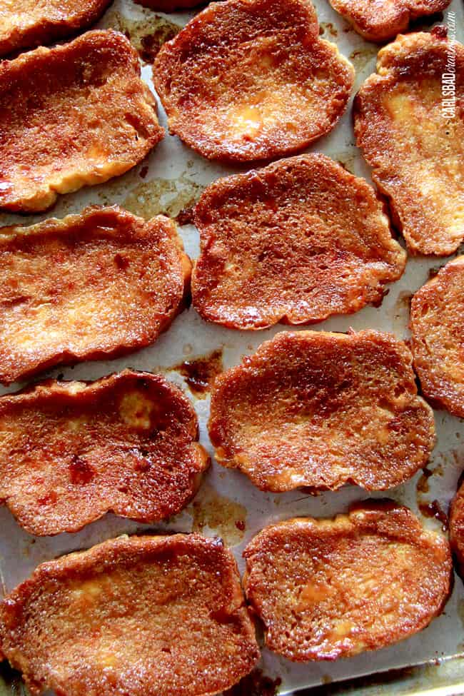 Creme Brulee French Toast on a baking pan fresh from the oven.