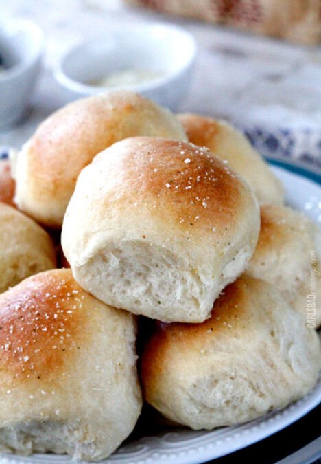 Dinner Roll Recipe on a white serving plate.