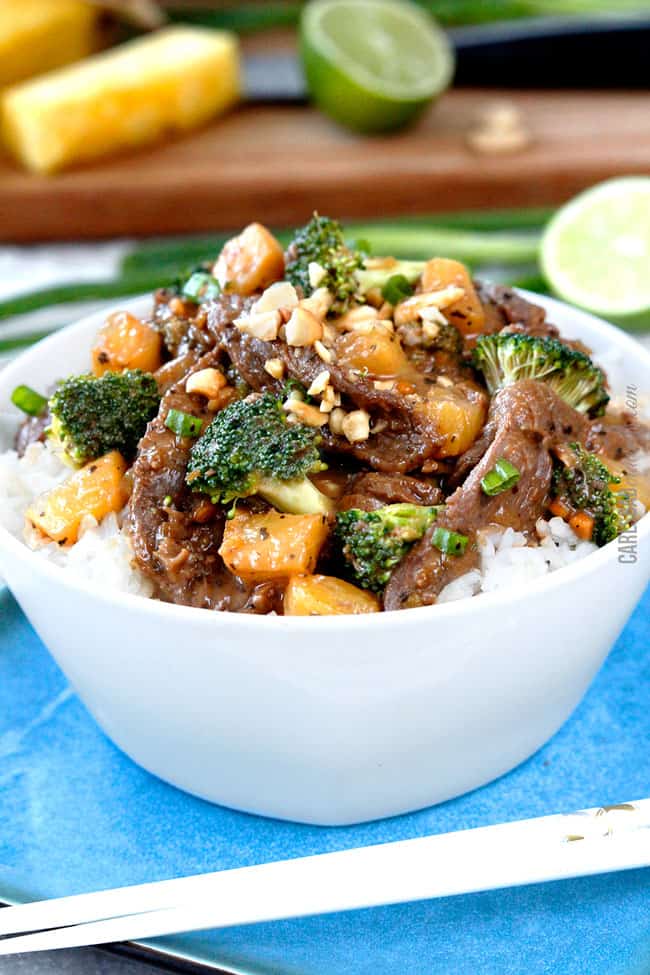 front view of best Thai beef recipe in a bowl