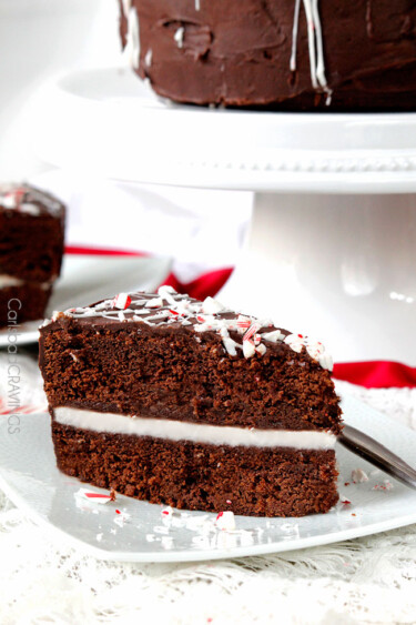 Peppermint Chocolate Cake with hidden Peppermint Vanilla Buttercream