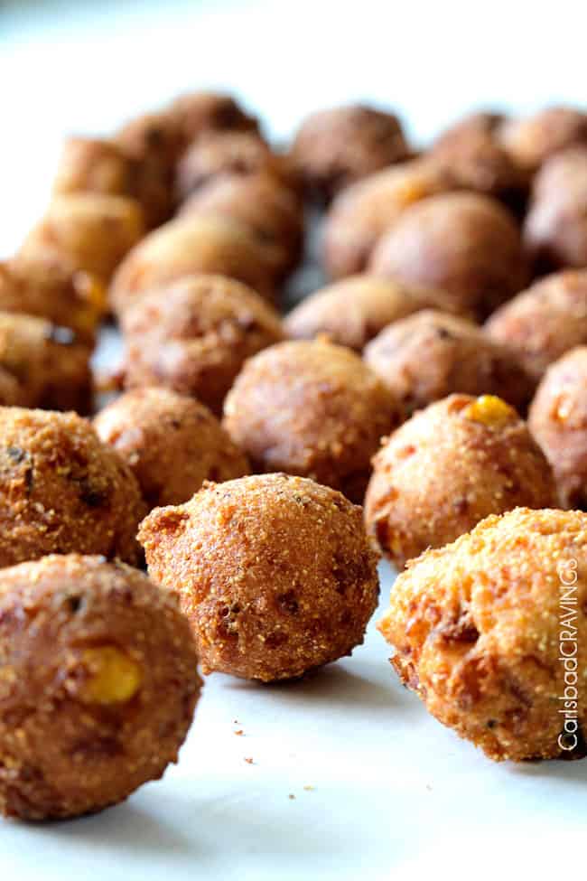 EASY Bacon Pepper Jack Hushpuppies with Sweet Chili Dijon Dip