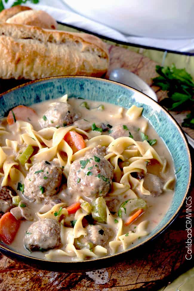 Swedish Meatball Noodle Soup - Carlsbad Cravings