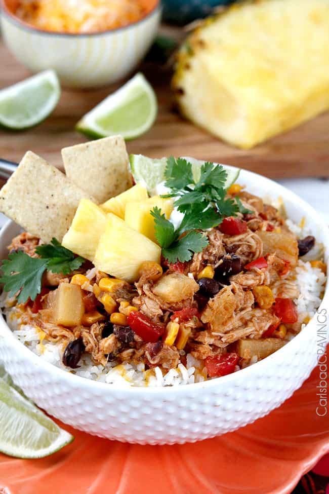 Sweet and Spicy Pineapple Salsa Chicken (Slow Cooker) - Carlsbad Cravings