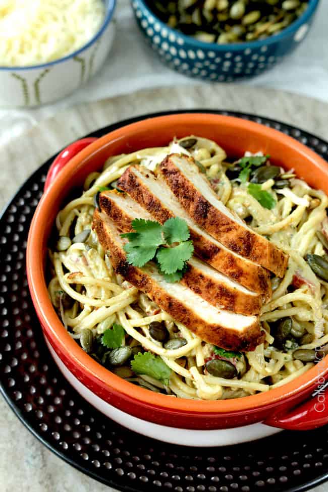 Creamy Avocado Pasta (with Chili Lime Chicken) - Carlsbad Cravings