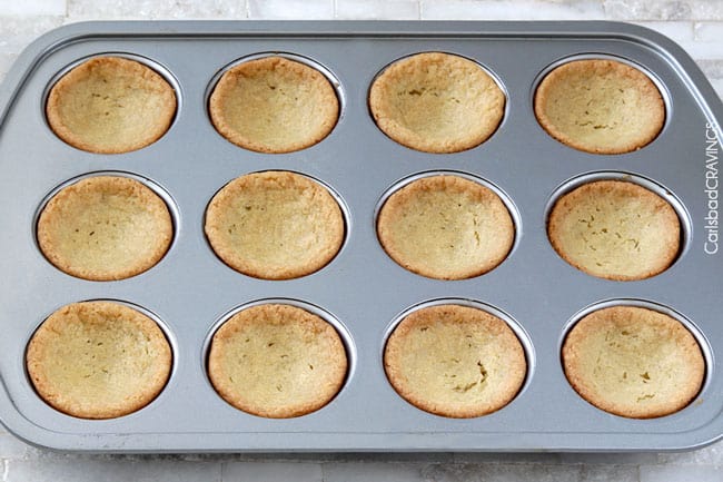 Key Lime Cheesecake Sugar Cookie Cups baking cups in tin.