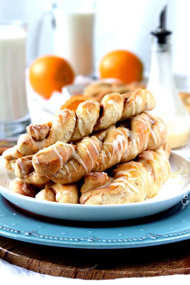 Sweet Orange Roll BreadTwists with glaze and oranges.