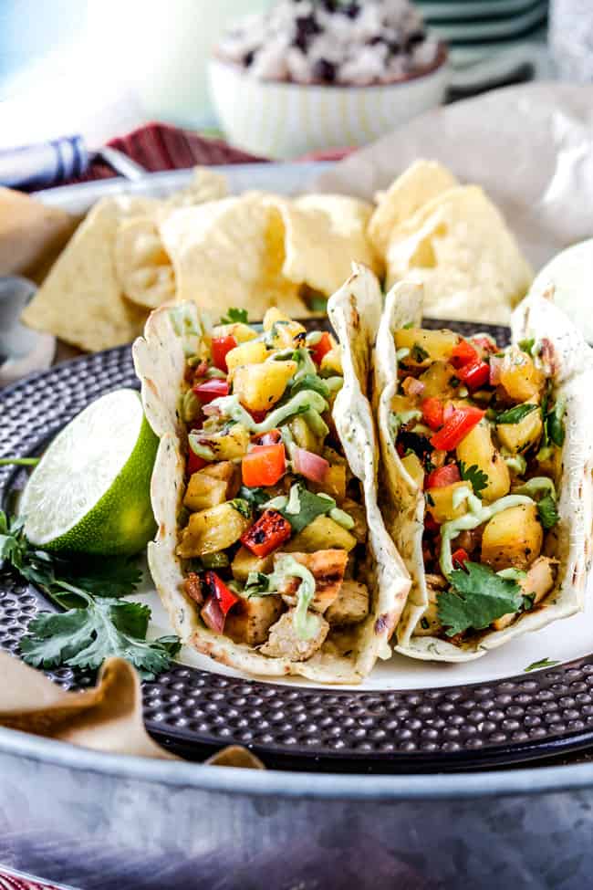 Chili Lime Chicken Tacos with Grilled Pineapple Salsa