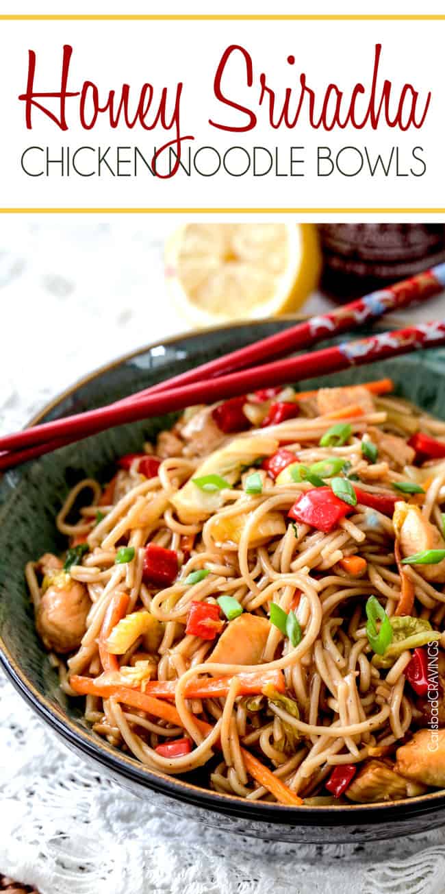 a spicy noodle bowl with chopsticks resting on the edge 