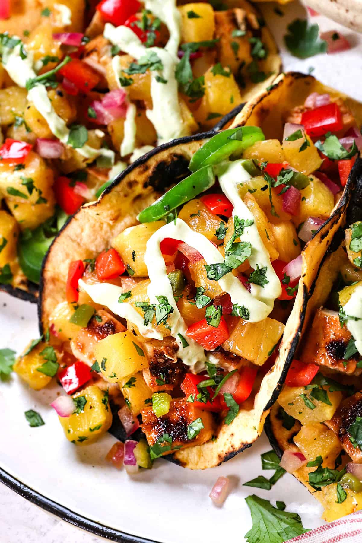 Chili Lime Chicken Tacos with Grilled Pineapple Salsa