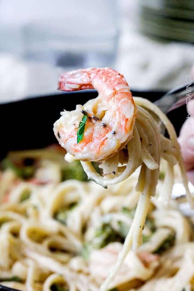 Roasted Shrimp Fettuccine Alfredo Lightened Up Carlsbad Cravings