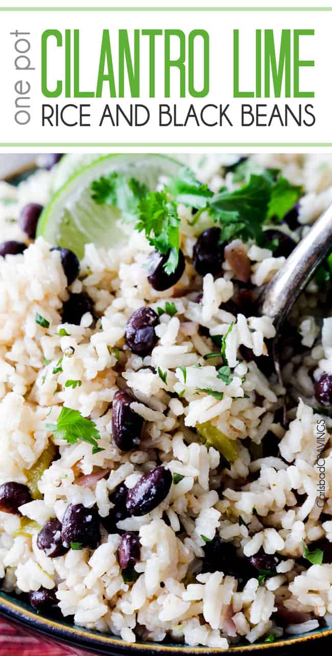 showing how to  serve Cilantro Lime Rice by scooping with a  spoon.