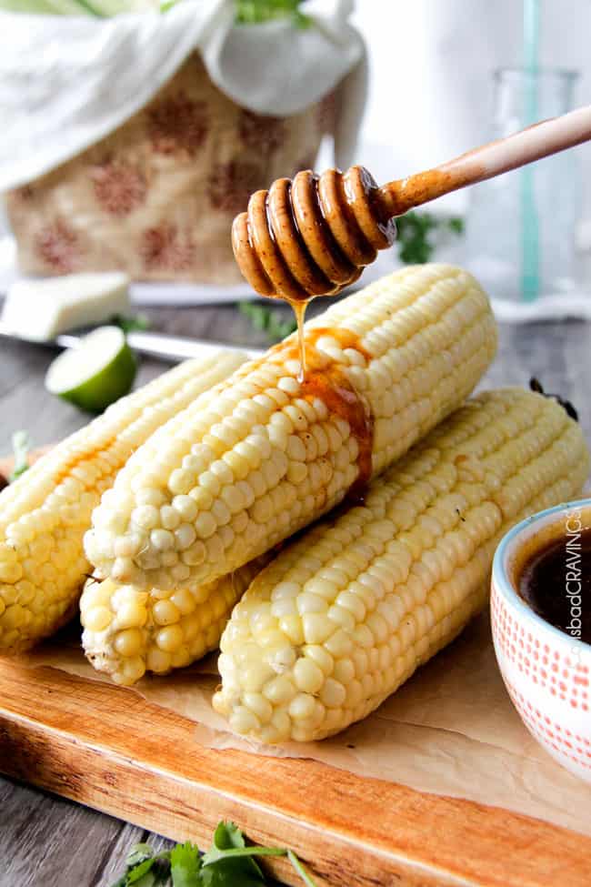Roasted or Grilled Corn with Chipotle Honey Lime Butter
