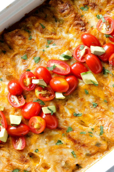 Cheesy Chicken Enchiladas with Jalapeno Sour Cream Sauce