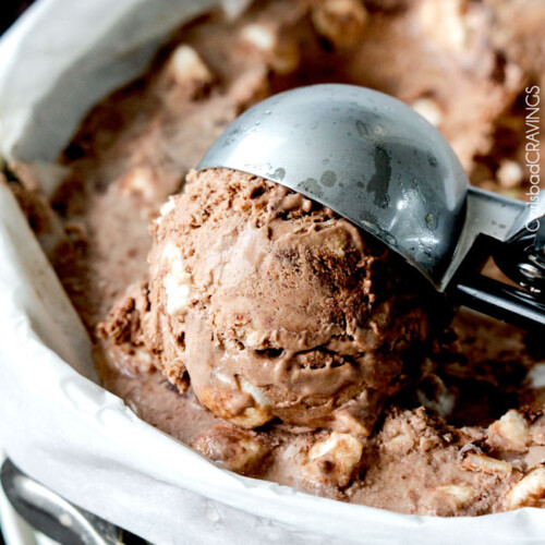 Homemade Rocky Road Ice Cream. Made with a Dash Everyday Ice Cream Ma