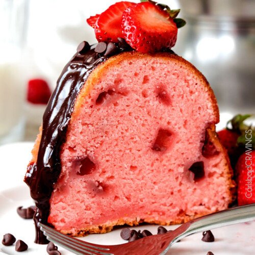 Strawberry Pound Cake with Chocolate Ganache - Carlsbad Cravings