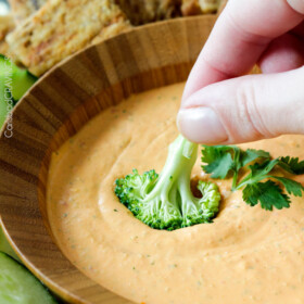 MEGA creamy 5 Minute Whipped Roasted Red Pepper Feta Dip or Spread