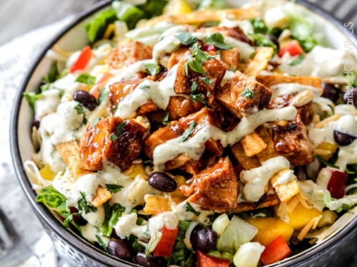 Chipotle BBQ Chicken Salad (+ Avocado Ranch) - Carlsbad Cravings