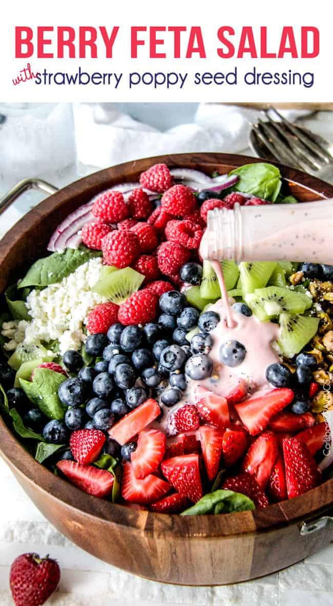 Spinach Berry Salad with Creamy Strawberry Poppy Seed Dressing