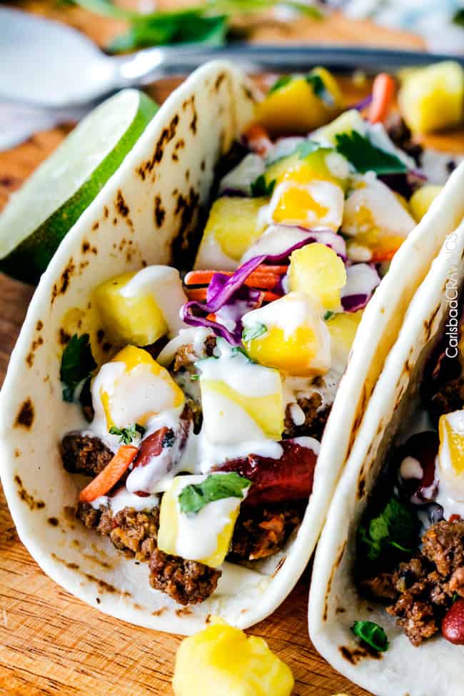 20 Minute Red Curry Beef Tacos with Coconut Crema - so bursting with flavor and couldn't be any easier!