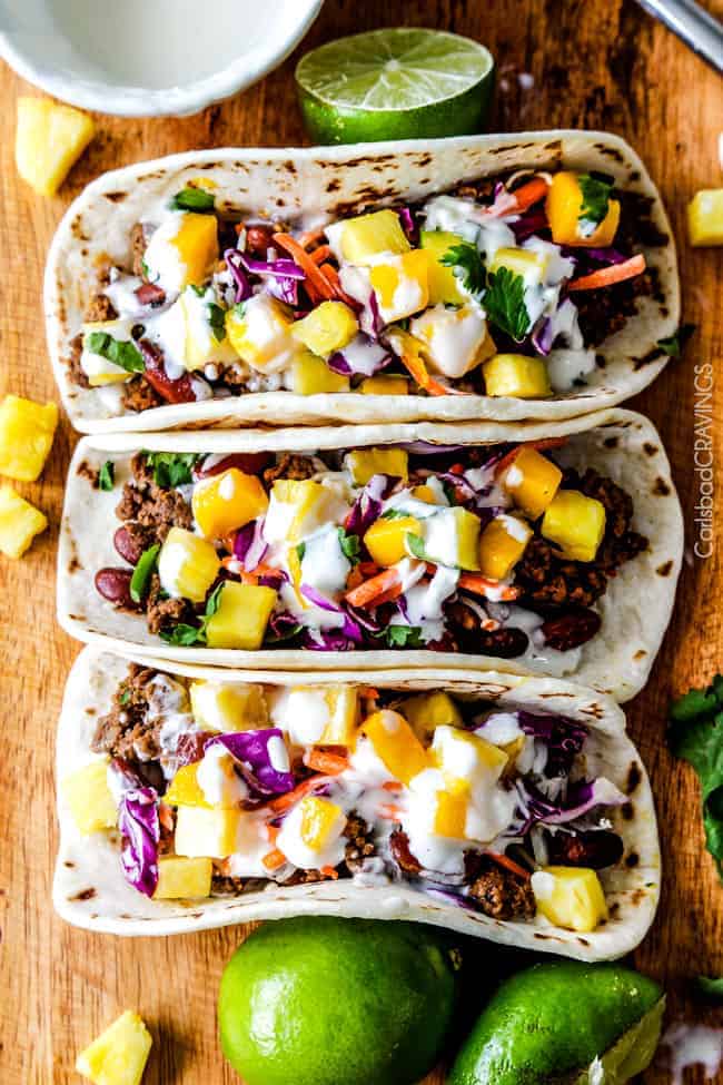 Red Curry Beef Tacos with Coconut Crema