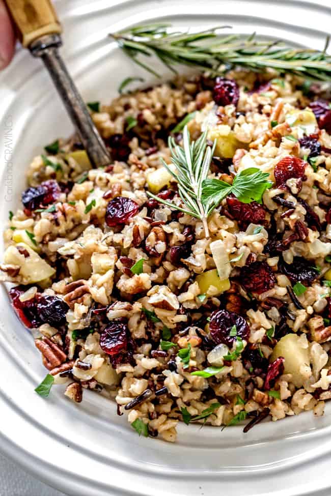 ONE POT Cranberry Apple Pecan Wild Rice PIlaf (perfect for the holidays!)