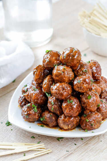 Honey Buffalo Meatballs in Crockpot - Carlsbad Cravings