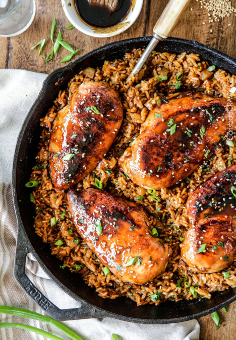Easy One Pot Teriyaki Chicken with Pineapple Rice dripping with flavor and cooked all in the same skillet!