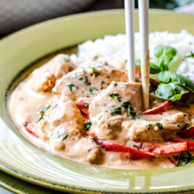 Pantry Friendly quick and easy 30 Minute Chicken Panang Curry tastes better than your favorite restaurant at a fraction of the price with easy to find ingredients!