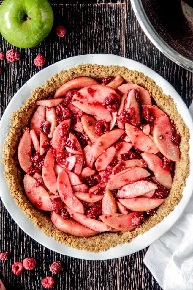 Apple Raspberry Pie with Crumb Topping - Just a Little Bit of Bacon