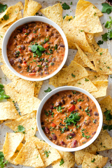 BEST Chili Cheese Dip - NO Velveeta (crockpot & freezer instructions)