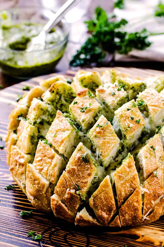 Cheesy Pull Apart Pesto Bread - Carlsbad Cravings