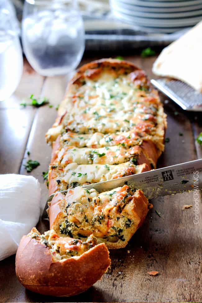 Easy Spinach Dip STUFFED French Bread (+ Video!)