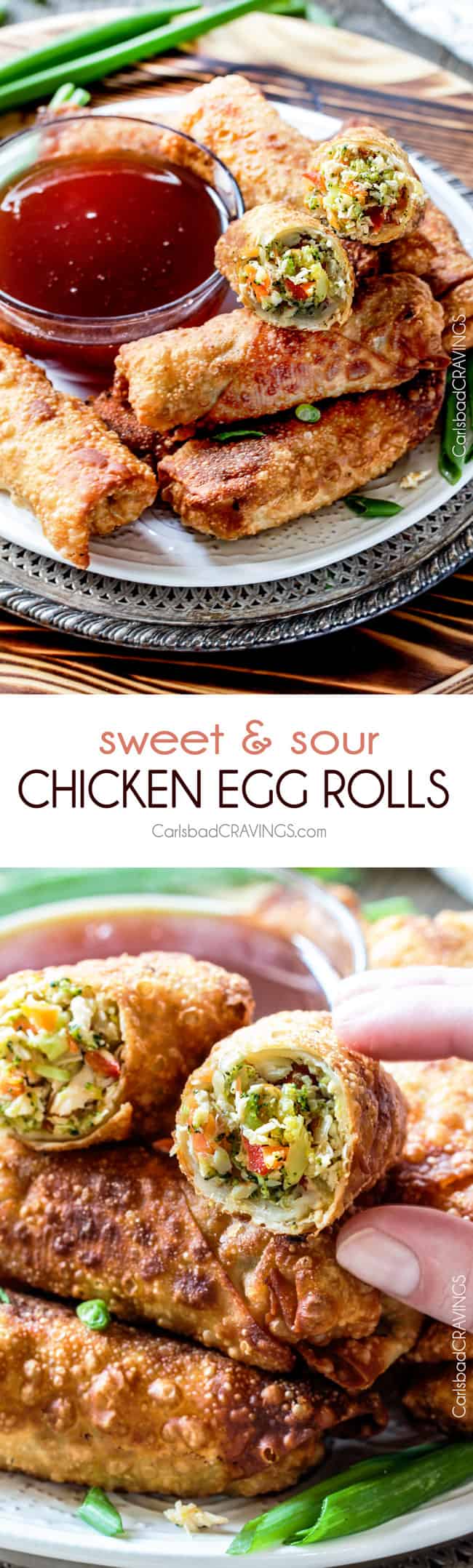 Sweet and Sour Chicken Egg are the best egg rolls I’ve ever had with the best sweet and sour sauce! And made extra fast with the food processor. I am bringing these to all my holiday parties! #appetizer #NewYears #Christmas