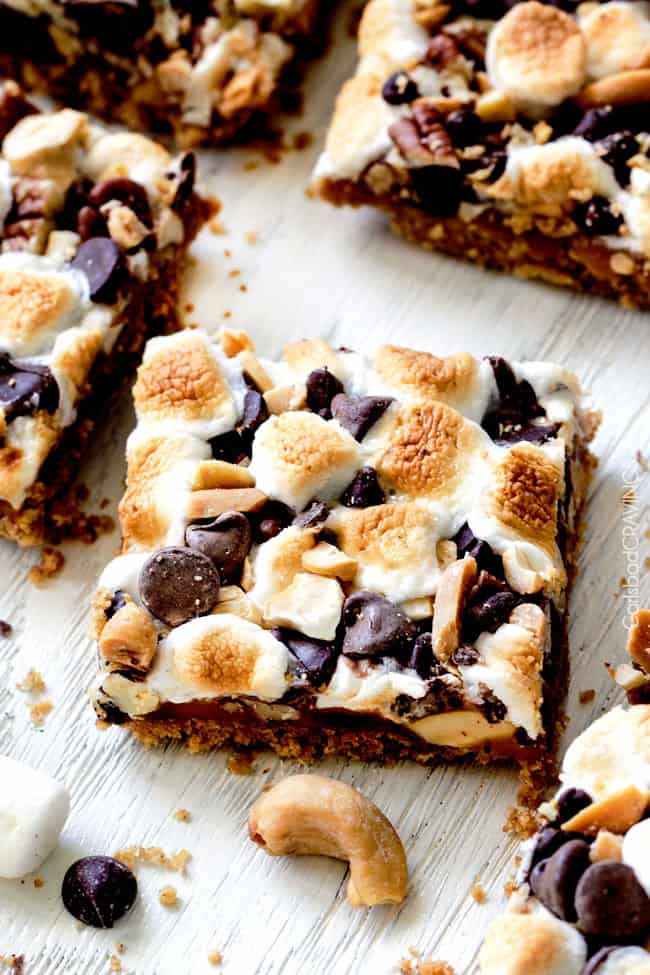 Caramel-Nut-Smores-Bars-1 Caramel Nut S'more Bars are SUPER easy and crazy delicious -great for crowds! everything you love about s'mores but with caramel!