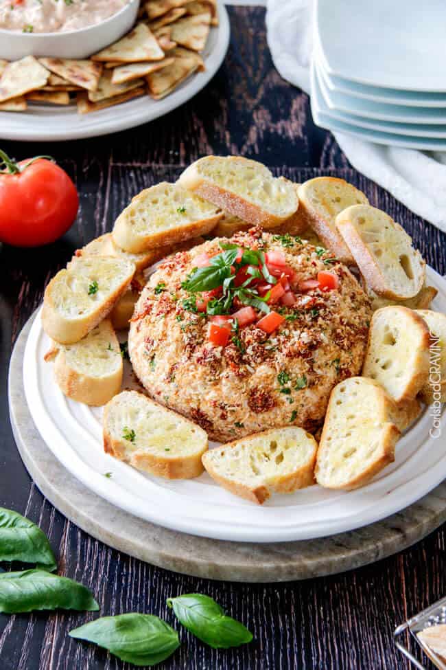 easy Bruschetta Cheese Ball (with Video!) - Carlsbad Cravings